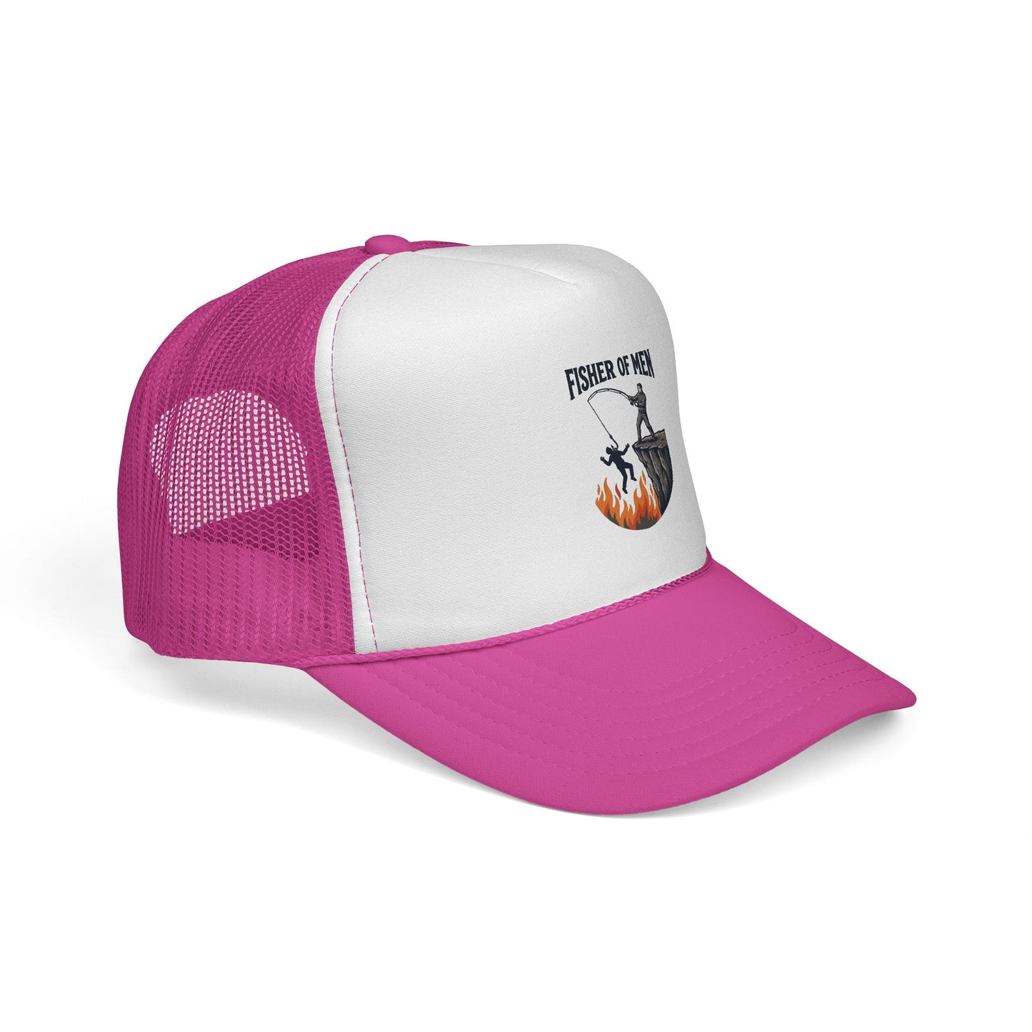 Trucker Hat — Fisher of Men Fishing Christian Cap (Flame Graphic)