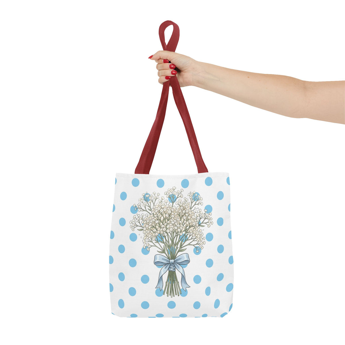 Baby Blue Polka Dot Bouquet Tote Bag