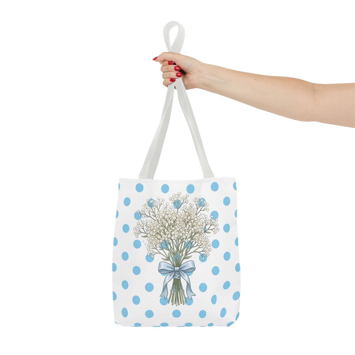 Baby Blue Polka Dot Bouquet Tote Bag