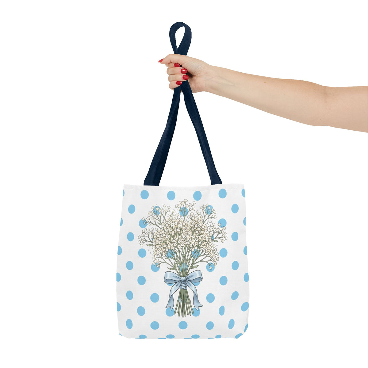 Baby Blue Polka Dot Bouquet Tote Bag