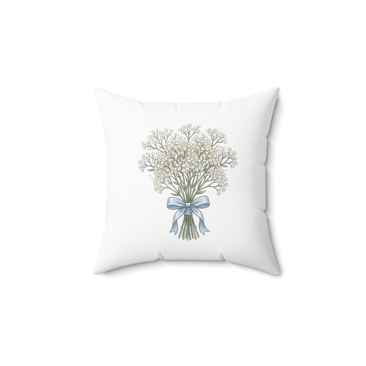 Baby Lamb & Baby’s Breath Decorative Throw Pillow — Soft Nursery Accent