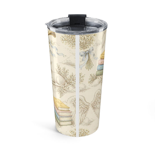 20oz Floral Bird Tumbler — Vintage Dried Flowers & Books Travel Cup
