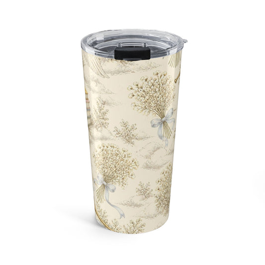 20oz Floral Bird Tumbler — Vintage Dried Flowers & Books Travel Cup