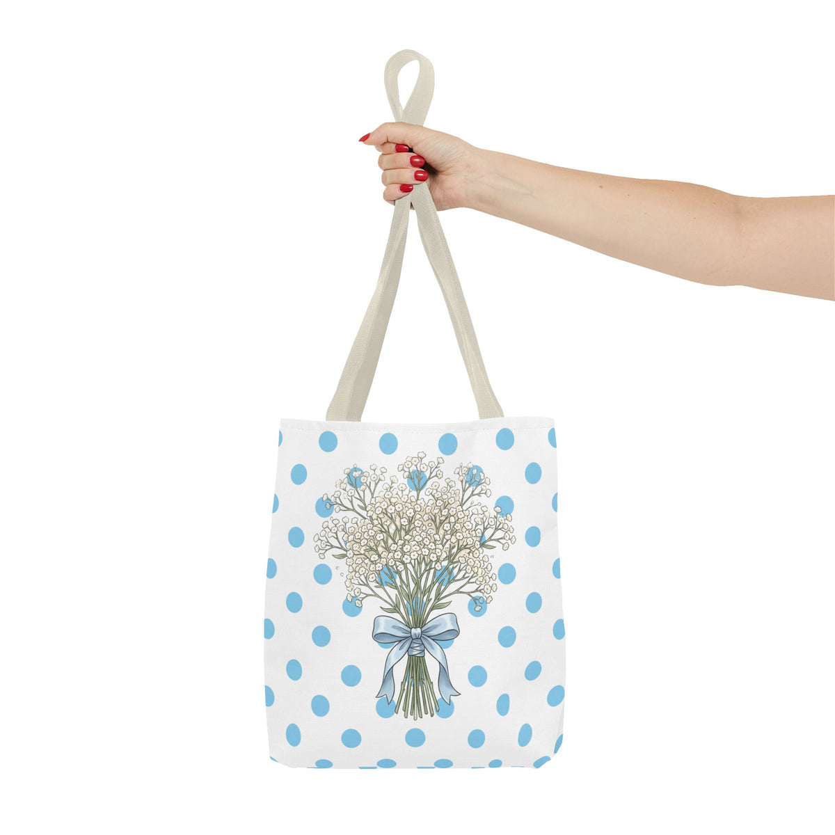 Baby Blue Polka Dot Bouquet Tote Bag