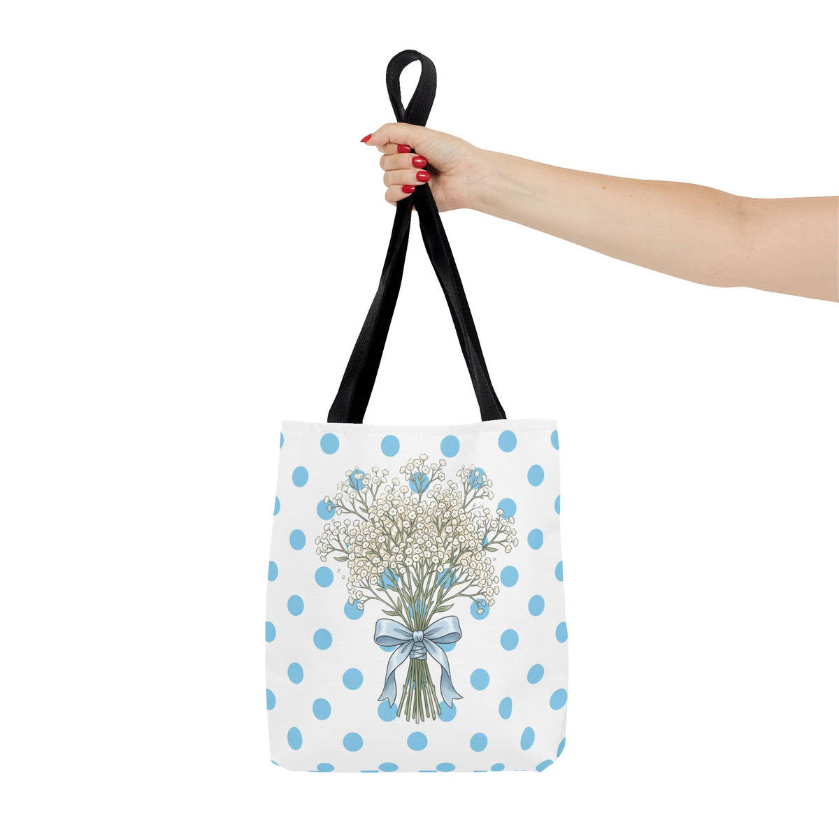 Baby Blue Polka Dot Bouquet Tote Bag
