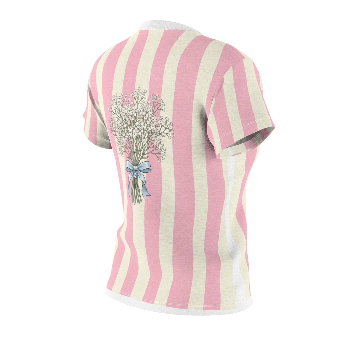Pink Striped Women's Tee — 'dfhr' Patch with Bow