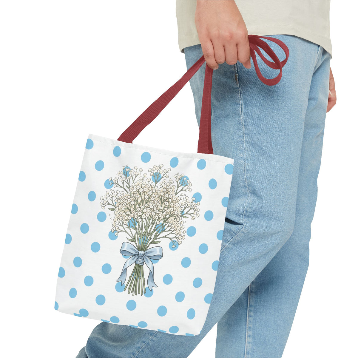 Baby Blue Polka Dot Bouquet Tote Bag