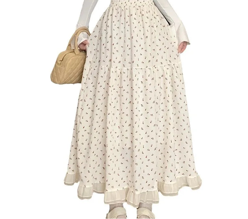 Floral Long Skirt High Waist