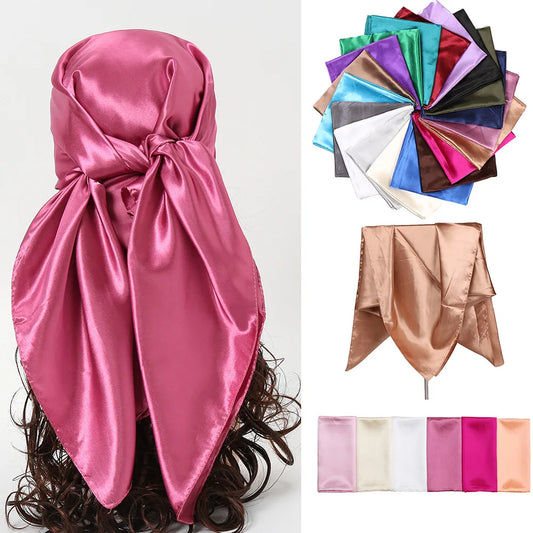 Luxury Brand Silk Scarf Women Satin 90*90cm